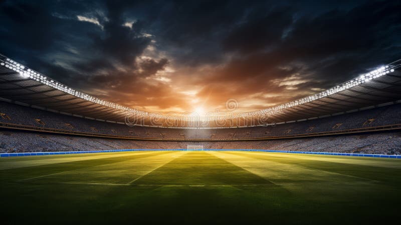 Football stadium at night with dramatic lighting